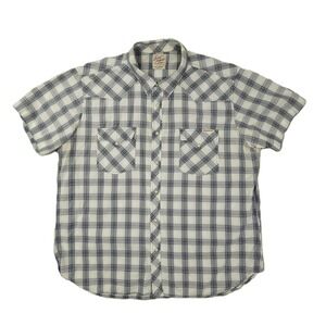 Lucky Brand Pearl Snap Shirt Men's XXL Plaid Short Sleeve Western Cowboy